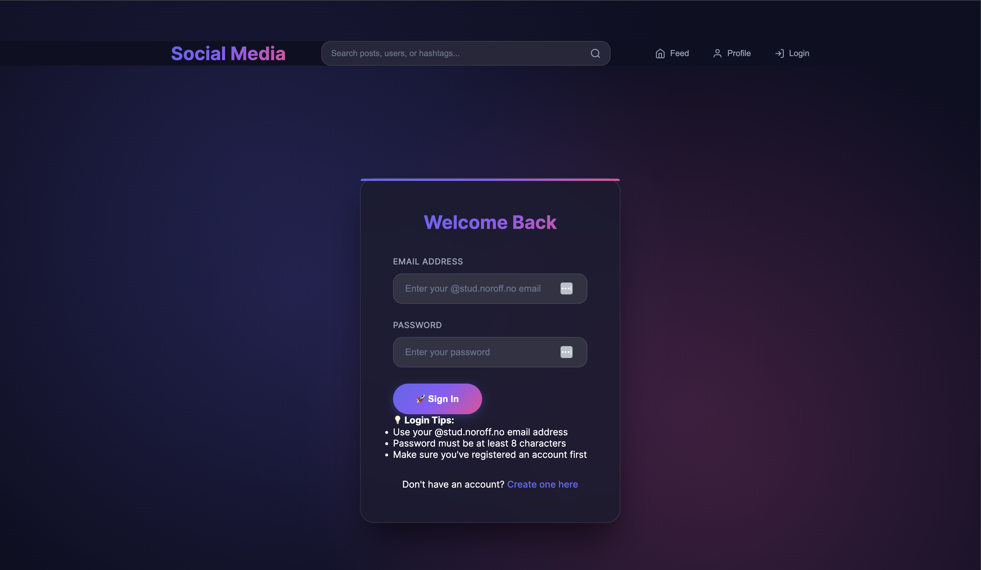 Social Media Web Application screenshot